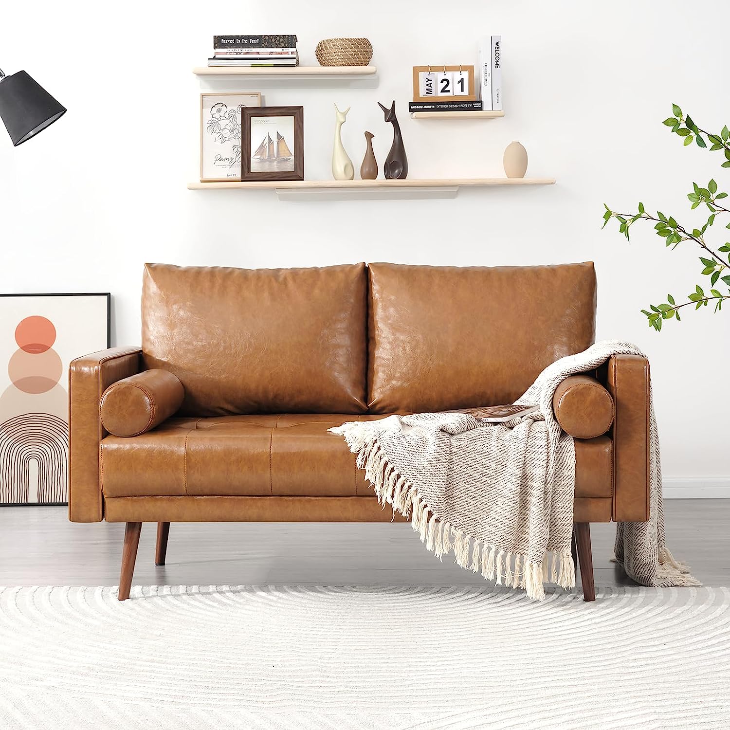 73 Inch 3-Seater Sofa Couch Hand-Stitched Cushion Pillows Vonanda