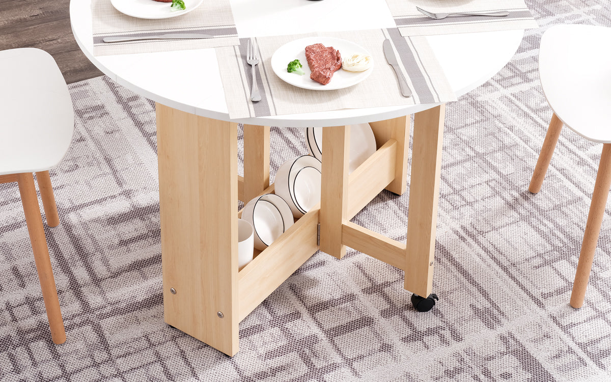 Round Kitchen & Dining Room Tables Foldable Engineered Wood
