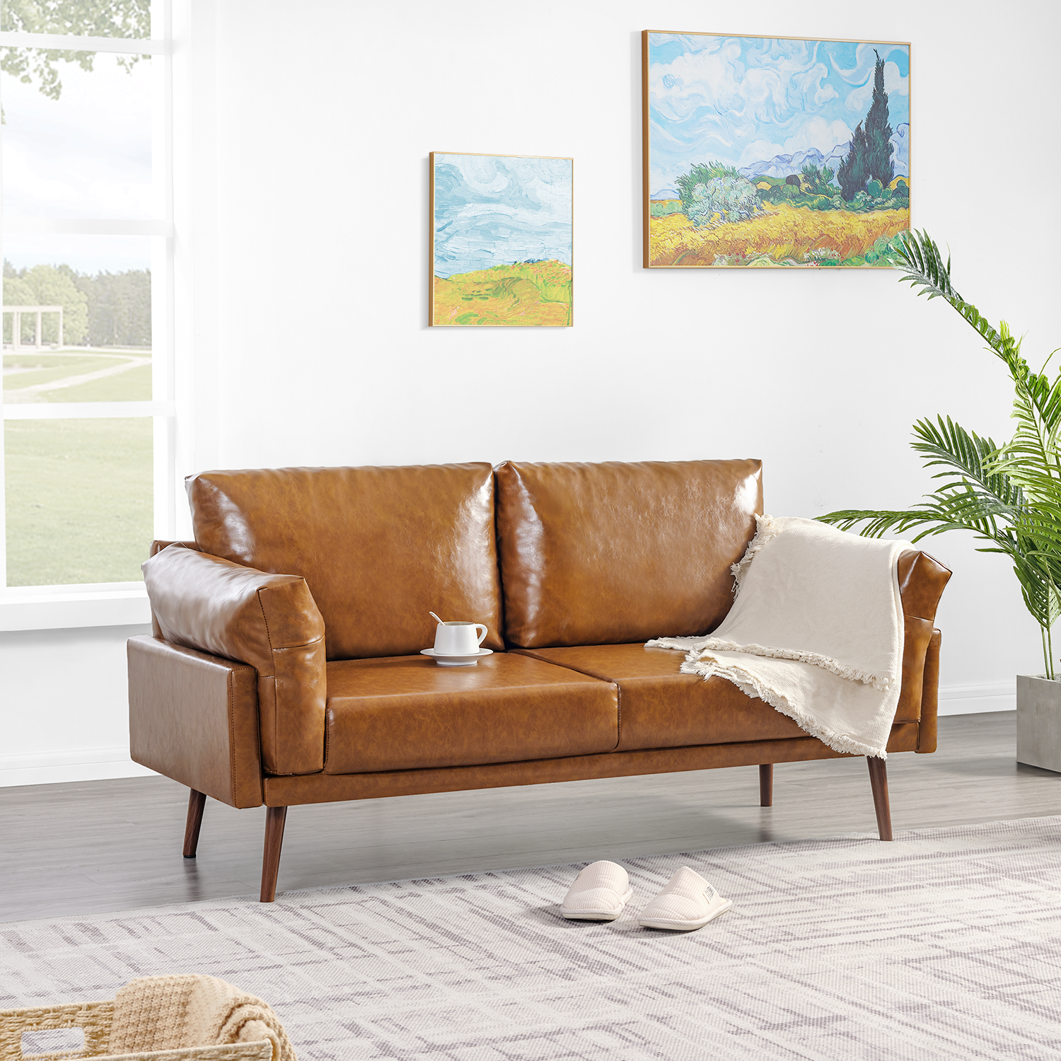 Flora Faux Leather Loveseat 3 Seater