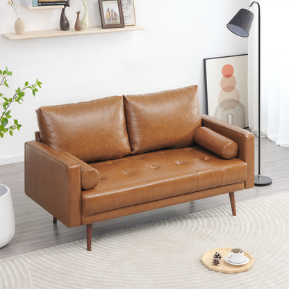 Nora Faux Leather Sofa,Caramel