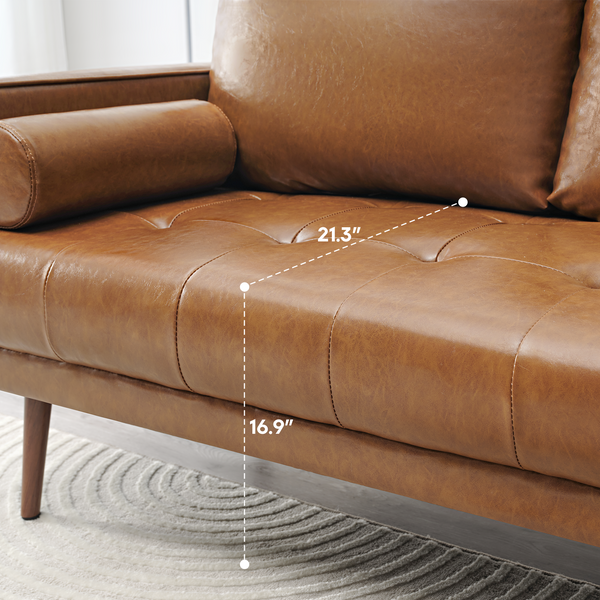 Nora Faux Leather Sofa,Caramel