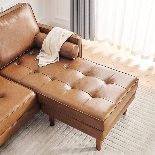 Vonanda Sofa Couch, Sectional Sofa Faux Leather Couch for Living Room and Small Space, L Shaped Couch with Reversible Chaise and Tufted Seat Cushion