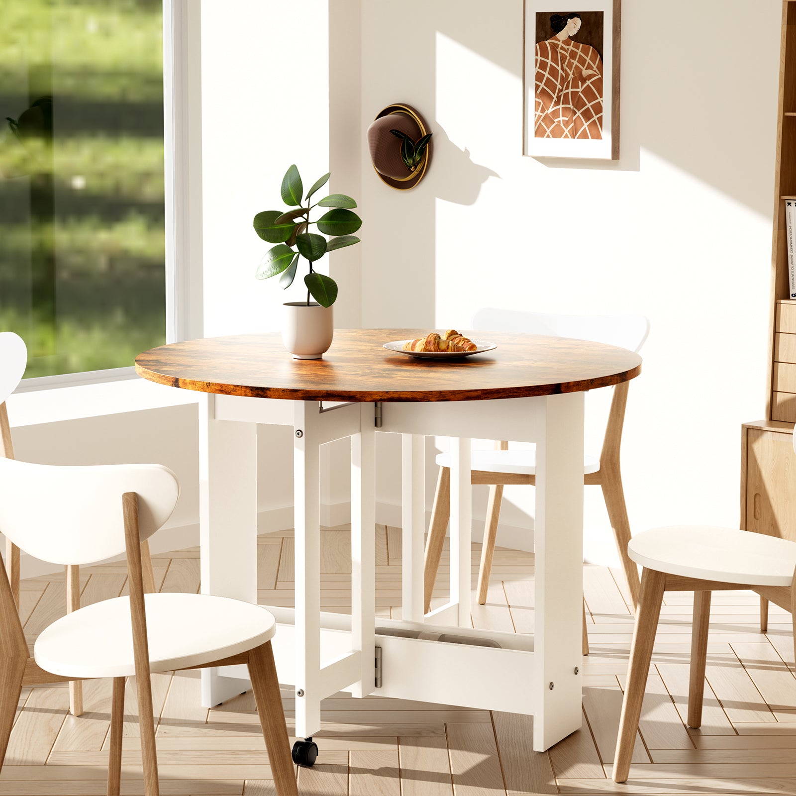 Folding Chairs Round Table And Chairs With Leaf Wooden Grey Drop