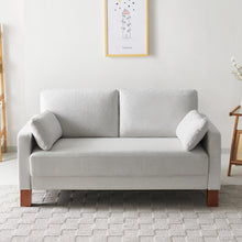Load image into Gallery viewer, Serena Sofa, Classic Fabric Loveseat with Thick Cushion and Wooden Legs, White, 56&#39;&#39;, 66&#39;&#39; or set
