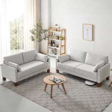 Load image into Gallery viewer, Serena Sofa, Classic Fabric Loveseat with Thick Cushion and Wooden Legs, White, 56&#39;&#39;, 66&#39;&#39; or set
